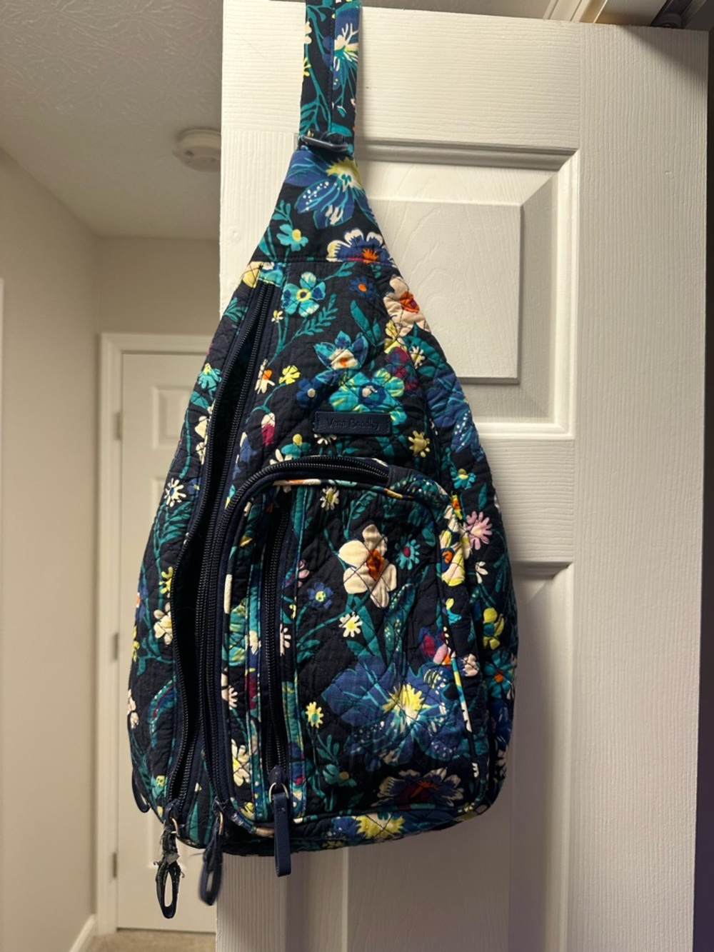 Vera Bradley Dark Blue Floral Quilted Crossbody Sling